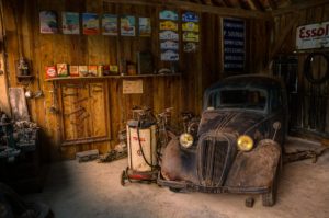 old car in garage